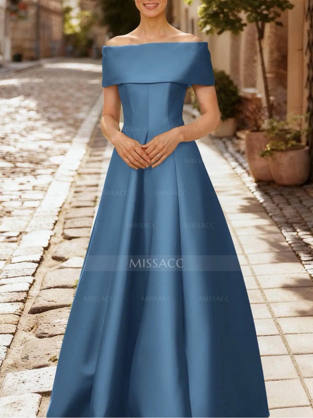 NWT A-Line Off-The-Shoulder Sleeveless Floor-Length Mother Of Bride/Groom Dress